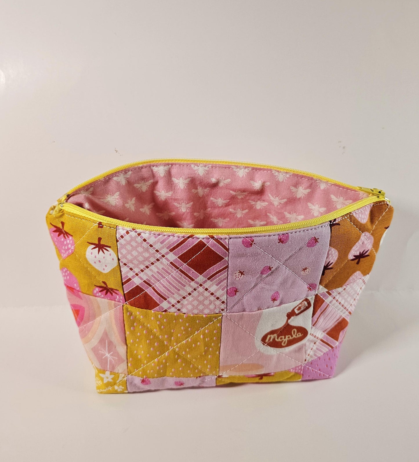 Patchwork Zippered Pouch, Cosmetic Bag, Toiletry Bag, Gifts for Her, Unique Gift, Ruby Star Society, Handmade Quilted Pouch, Christmas Gift