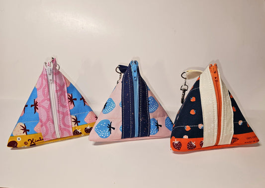 Pyramid Zippered Pouch, Coin Purse, Gifts for Her, Ruby Star Society, Quilted Pouch, Christmas Gift, Stocking Stuffers, Strawberry Pouch