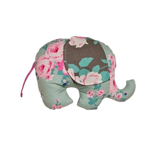 Floral Baby Gift, Stuffed Animal, Plush Elephant, Baby Shower Gift, Vintage Roses, Gifts for Her, Boho Baby Gift, Handmade Plushie