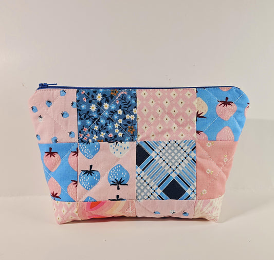 Patchwork Zippered Pouch, Cosmetic Bag, Toiletry Bag, Gifts for Her, Unique Gift, Ruby Star Society, Handmade Quilted Pouch, Christmas Gift