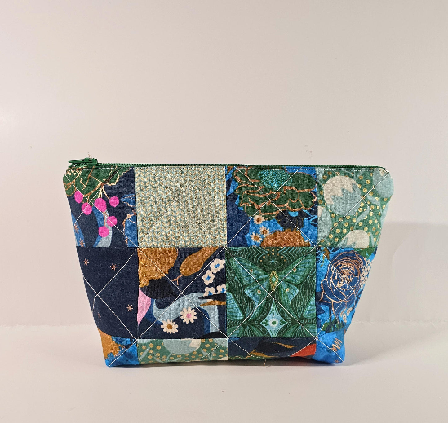 Patchwork Zippered Pouch, Cosmetic Bag, Toiletry Bag, Gifts for Her, Unique Gift, Ruby Star Society, Handmade Quilted Pouch, Christmas Gift
