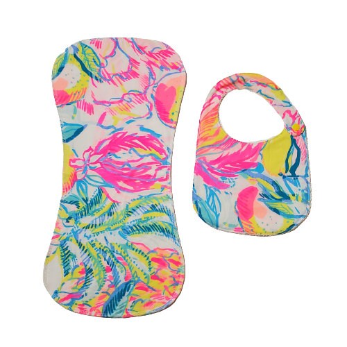 Lilly Mermaids Gift Set, Bib & Burp Cloth Set, Bibs for Girls, Baby Shower Gift, Gift for New Mom, Gifts for Her, Mermaids Cove, Burp Cloth