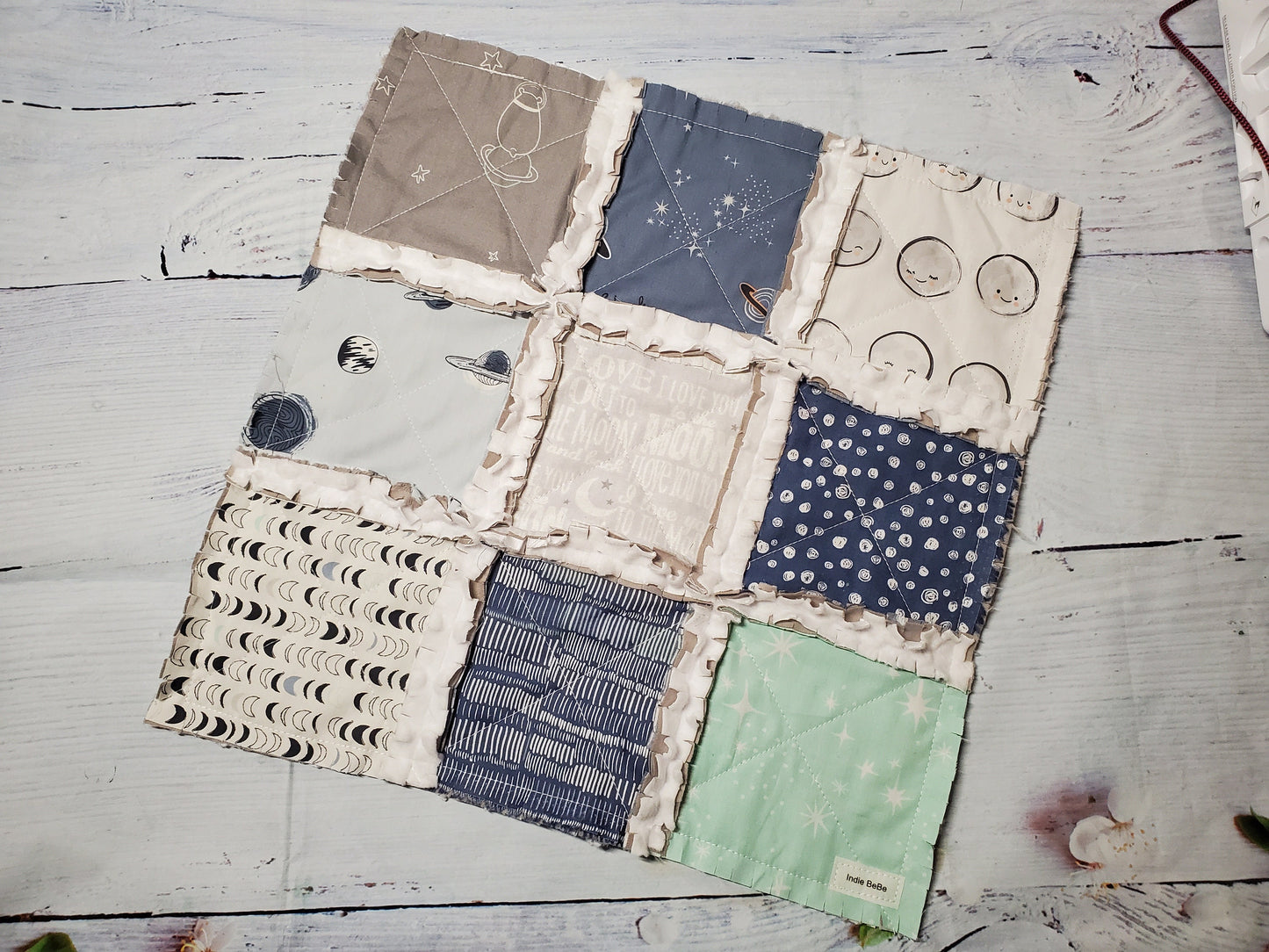 Handmade Quilt, Baby Shower Gift, Crib Quilt, Love You to the Moon and Back, Baby Shower Gift, Lovey Blanket, Gender Neutral Quilt, Boho