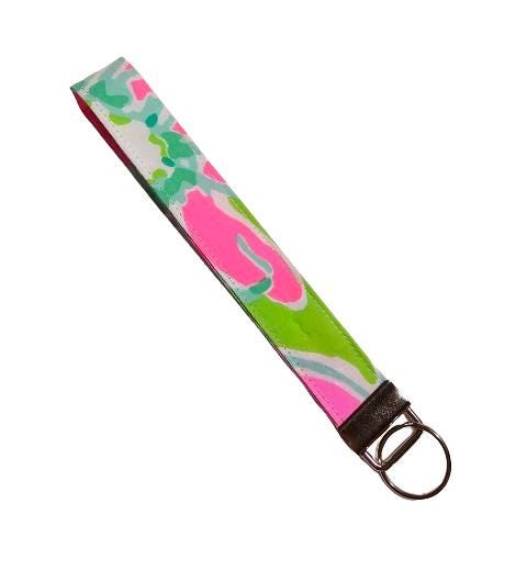Key Fob Keychain, Keychain Wristlet, Lilly Fabric, Key Wristlet,  Fabric Keychain, Wristlet Keyfob, Wristlet Keychain, Gift for Her, Preppy