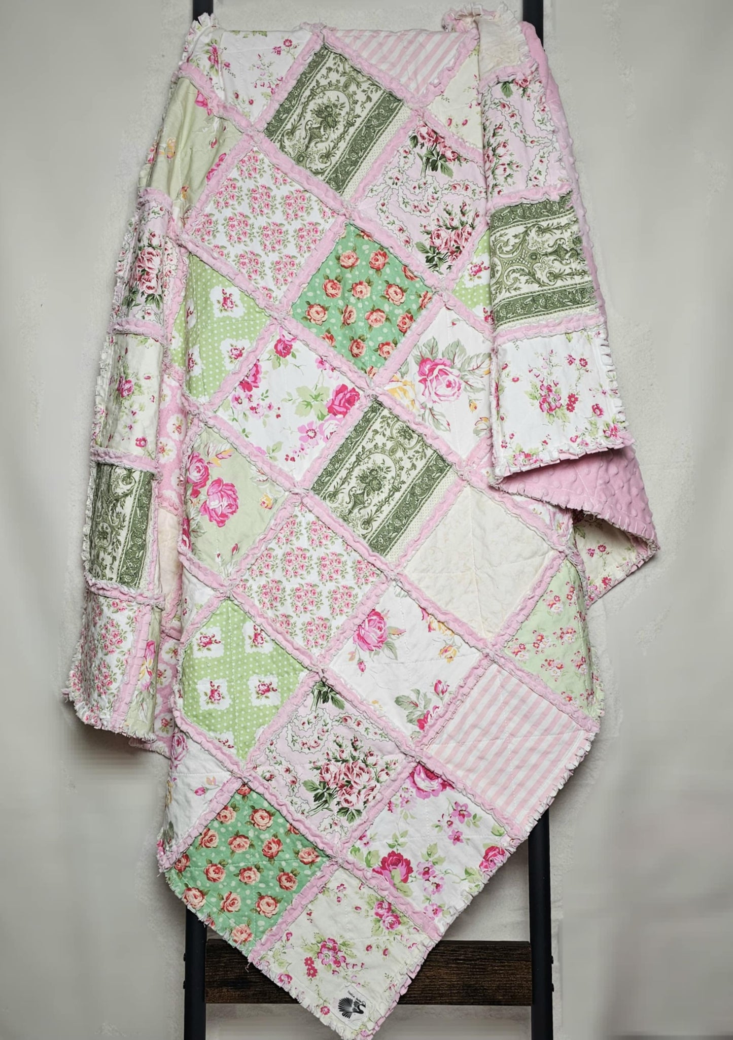 Handmade Quilt, Baby Shower Gift, Shabby Chic Quilt, Crib Quilt, Rag Quilt, Floral Quilt, Lovey Blanket, Patchwork Quilt, Toddler Quilt