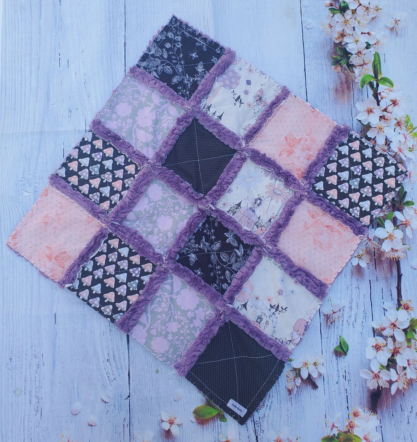 Handmade Quilt, Baby Shower Gift, Rag Quilt Baby, Sprites of Tillbrook, Alexander Henry, Patchwork Quilt, Crib Quilt, Boho Quilt, Baby Quilt