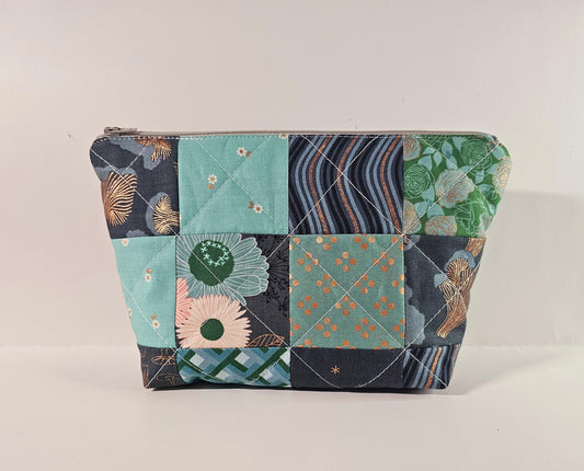 Patchwork Zippered Pouch, Cosmetic Bag, Toiletry Bag, Gifts for Her, Unique Gift, Ruby Star Society, Handmade Quilted Pouch, Christmas Gift