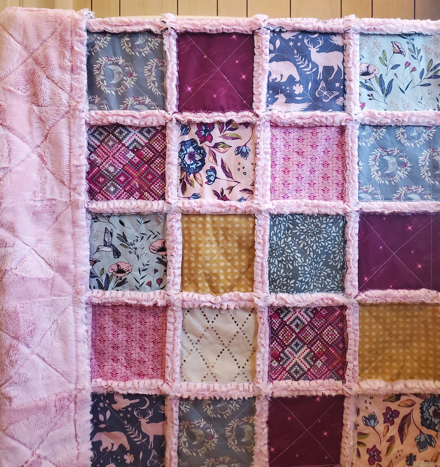 Handmade Quilt, Patchwork Quilt, Unicorn Quilt, Boho Quilt, Floral Quilt, Crib Quilt, Witchy Gifts, Baby Shower Gift, Lovey Blanket, Rag