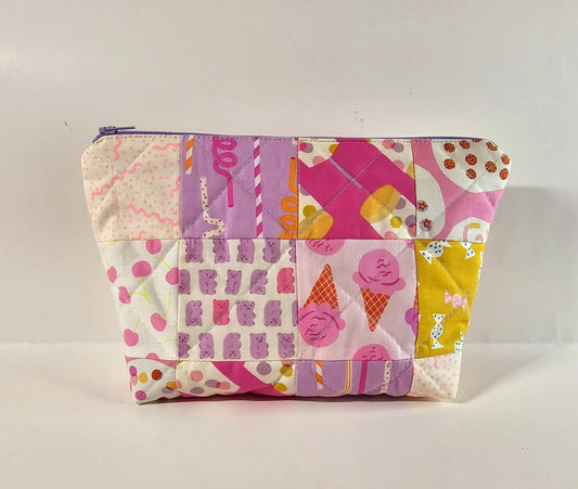 Patchwork Zippered Pouch, Cosmetic Bag, Toiletry Bag, Gifts for Her, Unique Gift, Ruby Star Society, Handmade Quilted Pouch, Christmas Gift