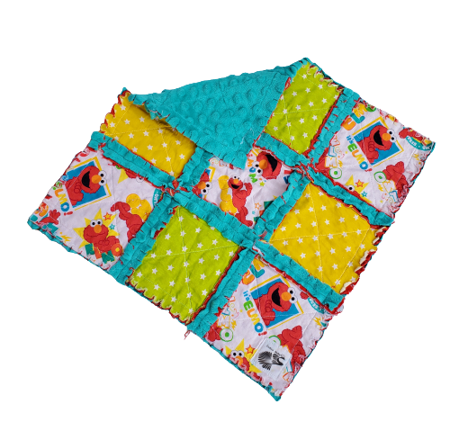 Handmade Quilt, Crib Quilt, Security Blanket, Baby Lovey Blanket, Minky Lovey Blanket, Baby Shower Gift, Handmade Elmo Quilt