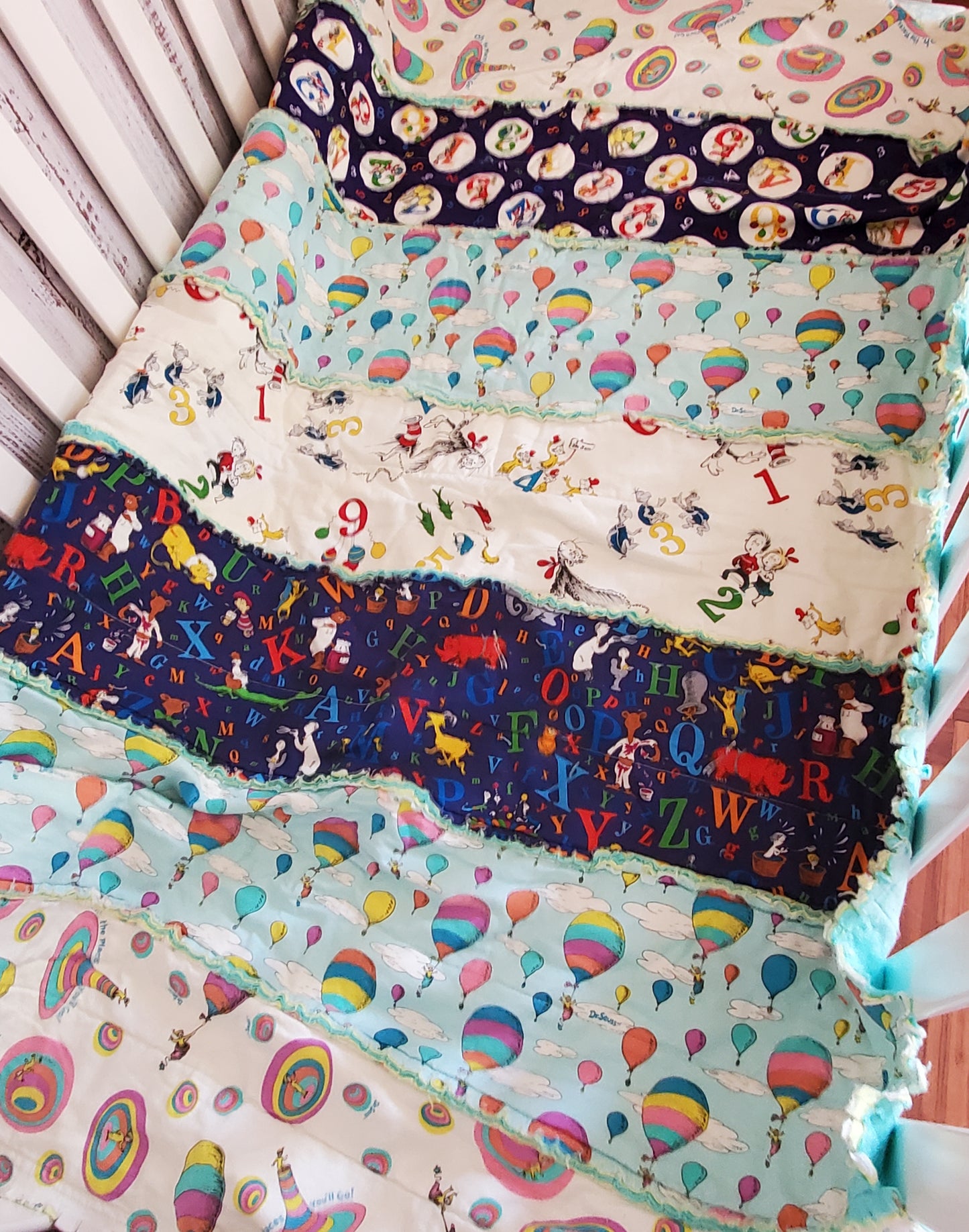 Dr Seuss Rag Quilt, Toddler Bedding, 80s Rag Quilt, Crib Quilt, 80s Baby Blanket, Dr Seuss Baby Blanket, Baby Shower Gift, Toddler Bed Quilt