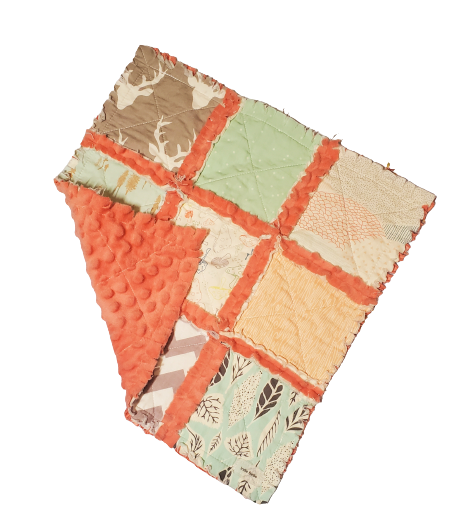 Handmade Quilt, Woodland Animals, Baby Shower Gift, Baby Quilt, Security Blanket, Crib Quilt, Baby Lovey, Rag Quilt, Gender Neutral Quilt