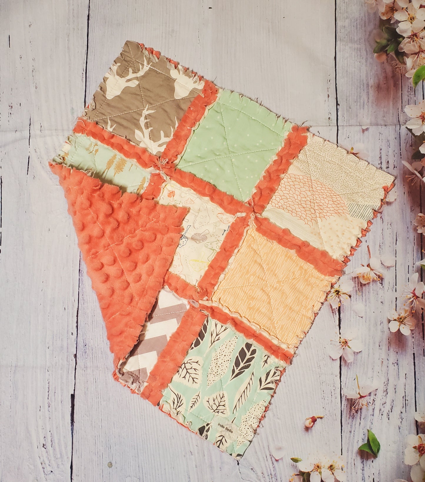 Handmade Quilt, Woodland Animals, Baby Shower Gift, Baby Quilt, Security Blanket, Crib Quilt, Baby Lovey, Rag Quilt, Gender Neutral Quilt