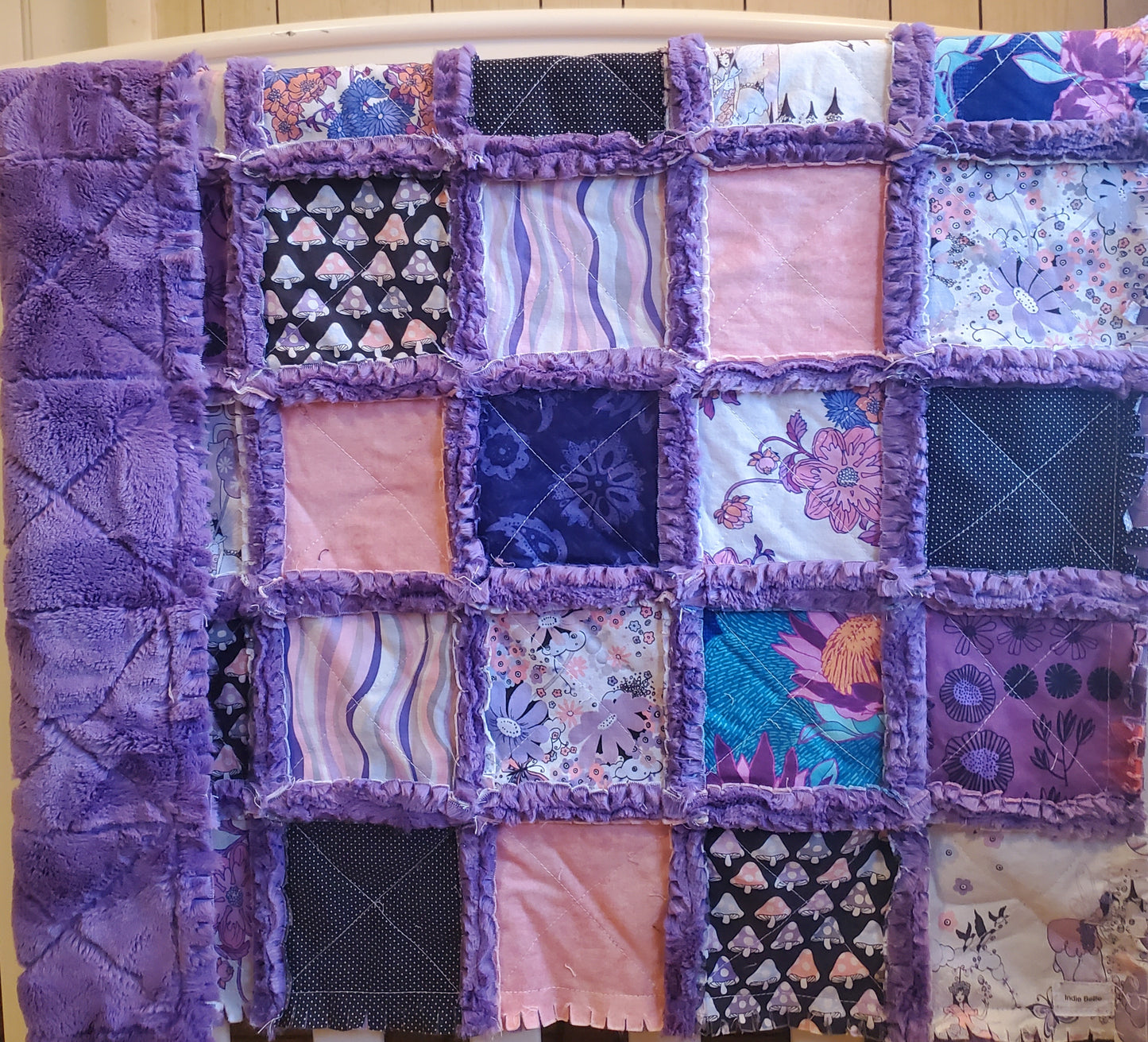 Handmade Quilt, Baby Shower Gift, Rag Quilt Baby, Sprites of Tillbrook, Alexander Henry, Patchwork Quilt, Crib Quilt, Boho Quilt, Baby Quilt