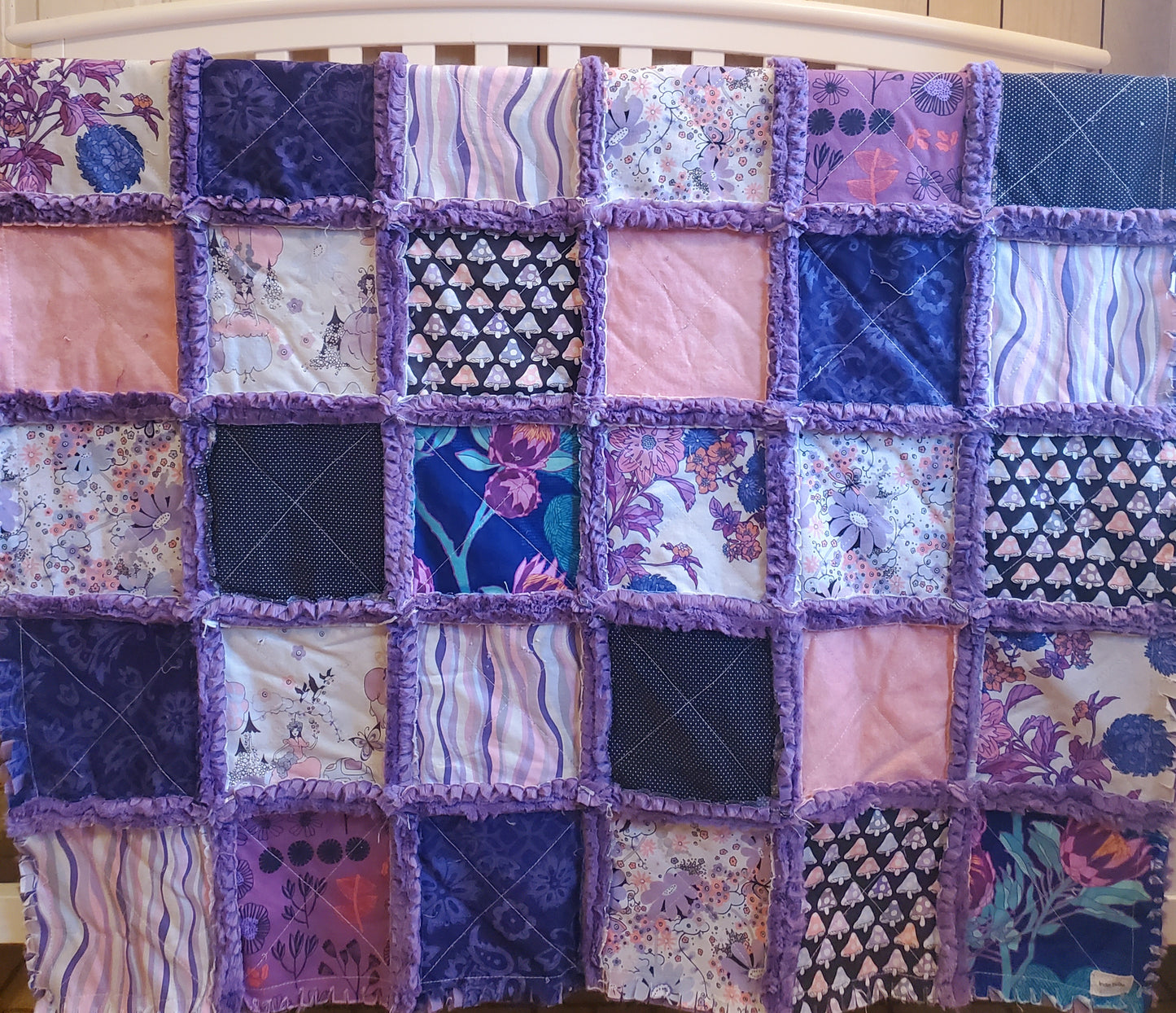 Handmade Quilt, Baby Shower Gift, Rag Quilt Baby, Sprites of Tillbrook, Alexander Henry, Patchwork Quilt, Crib Quilt, Boho Quilt, Baby Quilt
