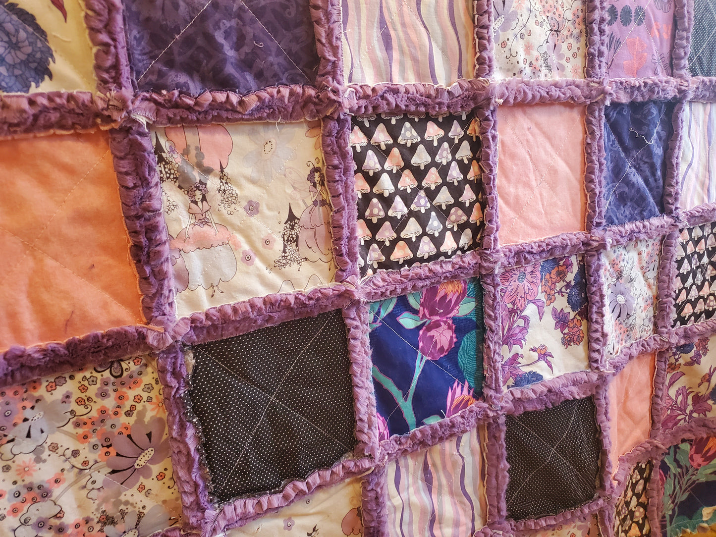 Handmade Quilt, Baby Shower Gift, Rag Quilt Baby, Sprites of Tillbrook, Alexander Henry, Patchwork Quilt, Crib Quilt, Boho Quilt, Baby Quilt