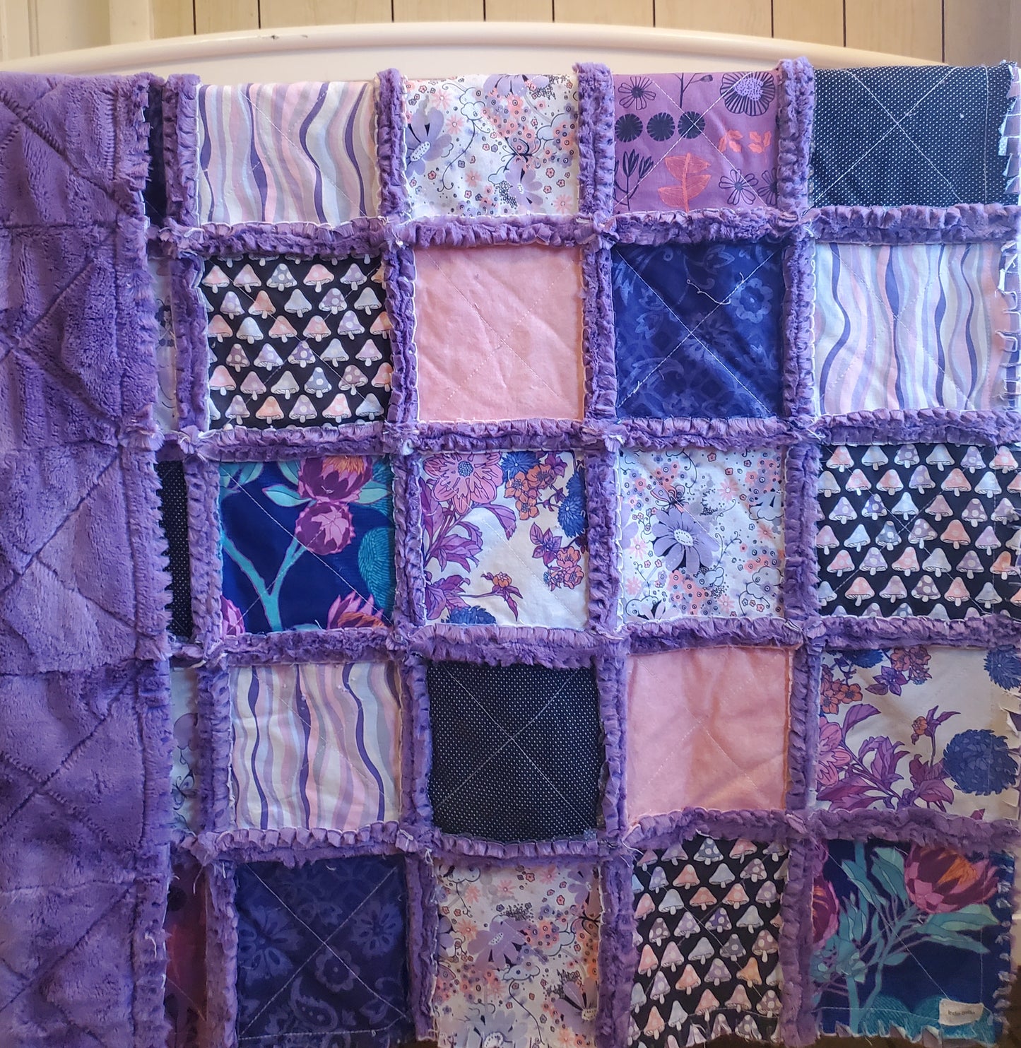 Handmade Quilt, Baby Shower Gift, Rag Quilt Baby, Sprites of Tillbrook, Alexander Henry, Patchwork Quilt, Crib Quilt, Boho Quilt, Baby Quilt