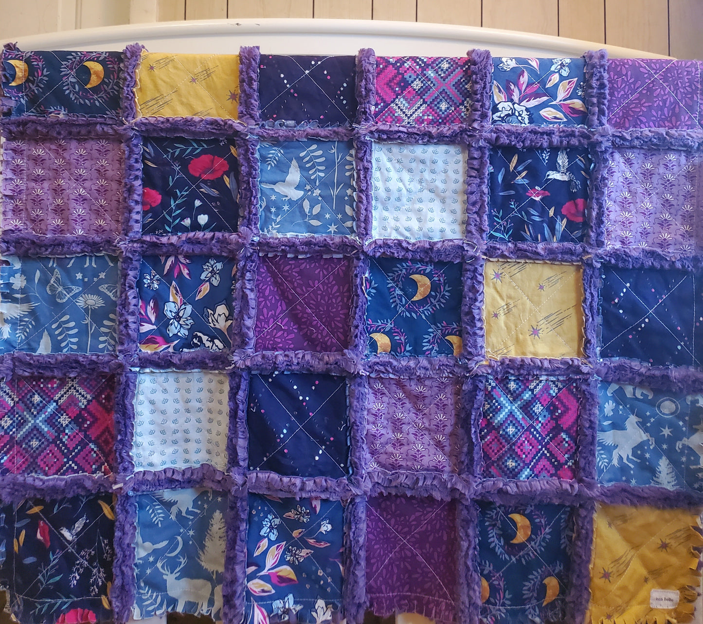 Handmade Quilt, Patchwork Quilt, Unicorn Quilt, Boho Quilt, Floral Quilt, Crib Quilt, Witchy Gifts, Baby Shower Gift, Lovey Blanket, Rag