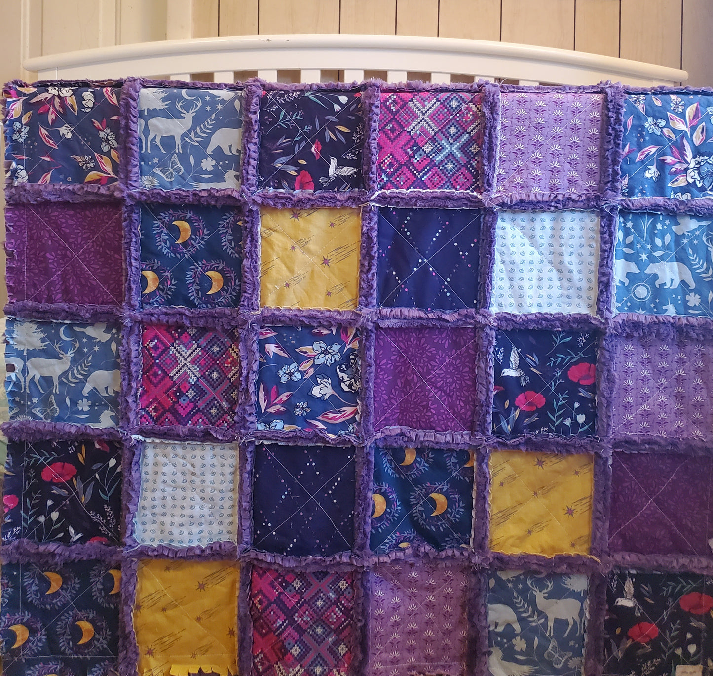 Handmade Quilt, Patchwork Quilt, Unicorn Quilt, Boho Quilt, Floral Quilt, Crib Quilt, Witchy Gifts, Baby Shower Gift, Lovey Blanket, Rag