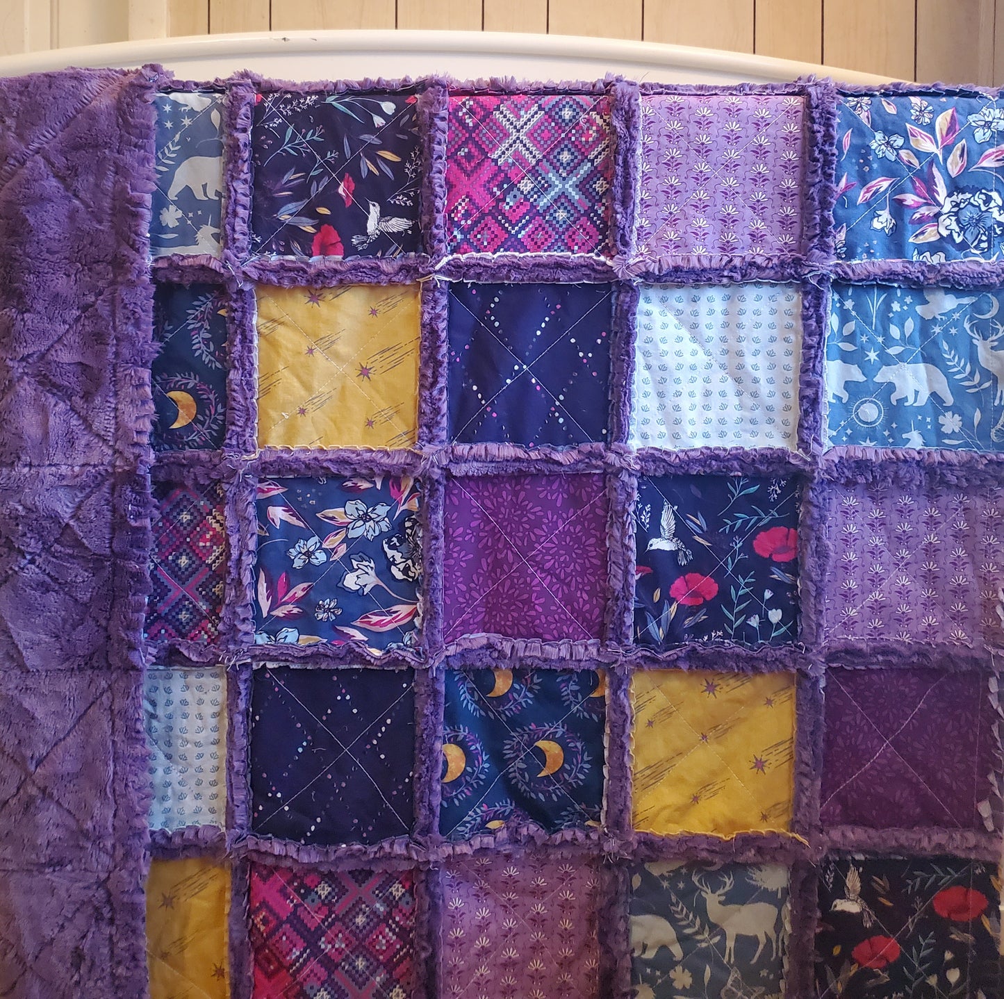 Handmade Quilt, Patchwork Quilt, Unicorn Quilt, Boho Quilt, Floral Quilt, Crib Quilt, Witchy Gifts, Baby Shower Gift, Lovey Blanket, Rag