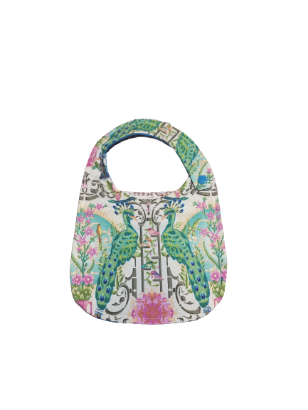 Handmade Baby Bib, Vintage Floral Bib, Boho Baby Bib, Baby Shower Gift, Gift for Babies, Peacock