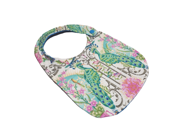 Handmade Baby Bib, Vintage Floral Bib, Boho Baby Bib, Baby Shower Gift, Gift for Babies, Peacock