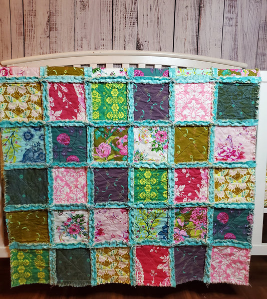 Handmade Quilt, Rag Quilt, Boho Quilt, Floral Quilt, Crib Quilt, Baby Shower Gift, Lovey Blanket, Boho Baby Blanket, Patchwork Quilt, Baby Shower Gift, Nursery Bedding