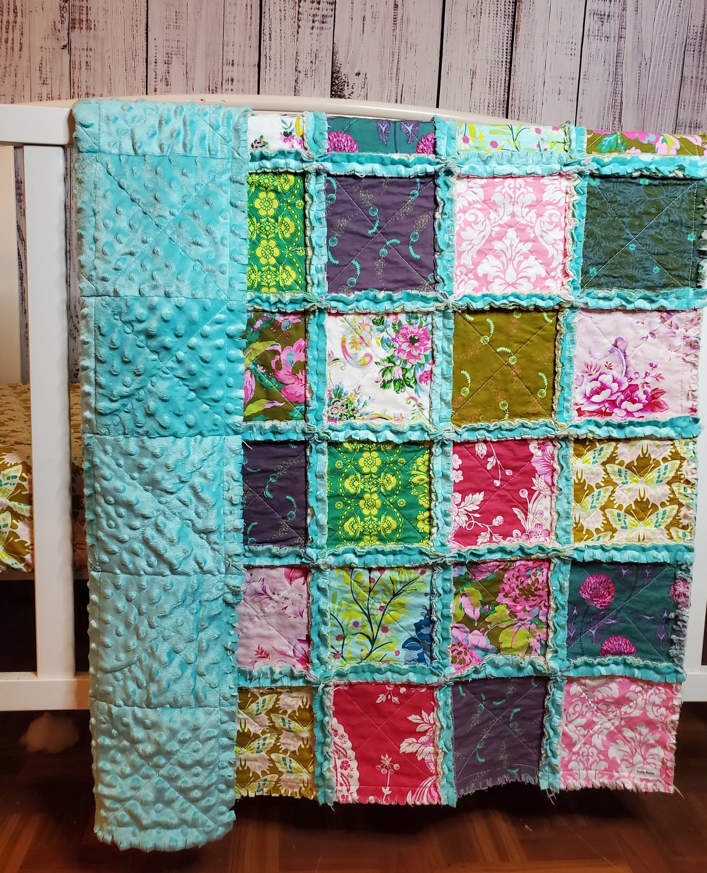 Handmade Quilt, Rag Quilt, Boho Quilt, Floral Quilt, Crib Quilt, Baby Shower Gift, Lovey Blanket, Boho Baby Blanket, Patchwork Quilt, Baby Shower Gift, Nursery Bedding