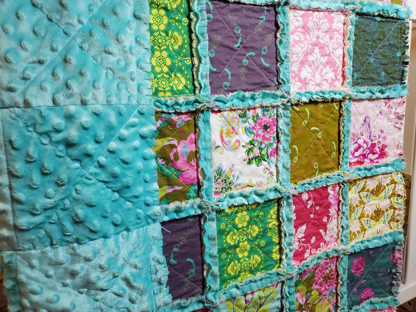 Handmade Quilt, Rag Quilt, Boho Quilt, Floral Quilt, Crib Quilt, Baby Shower Gift, Lovey Blanket, Boho Baby Blanket, Patchwork Quilt, Baby Shower Gift, Nursery Bedding