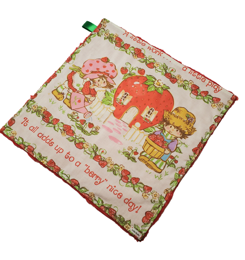 Vintage Strawberry Shortcake, Lovey for Babies, Security Blanket, Baby Lovey Blanket, Faux Fur Blanket, Ready to Ship, Baby Shower Gift