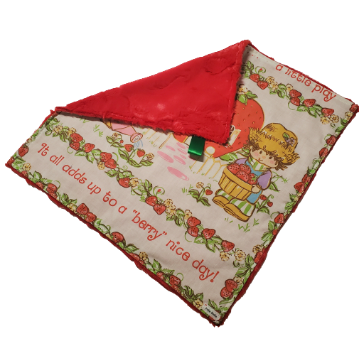 Vintage Strawberry Shortcake, Lovey for Babies, Security Blanket, Baby Lovey Blanket, Faux Fur Blanket, Ready to Ship, Baby Shower Gift