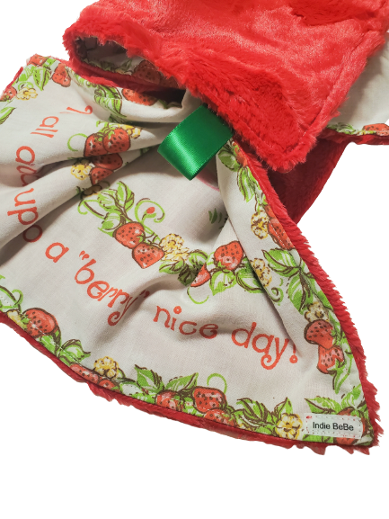 Vintage Strawberry Shortcake, Lovey for Babies, Security Blanket, Baby Lovey Blanket, Faux Fur Blanket, Ready to Ship, Baby Shower Gift