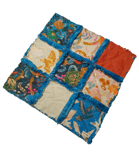 Handmade Quilt, Patchwork Quilt, Lovey Blanket, Bohemian Rag Quilt, Floral Bedding, Baby Girl Quilt, Minky Blanket, Security Blanket