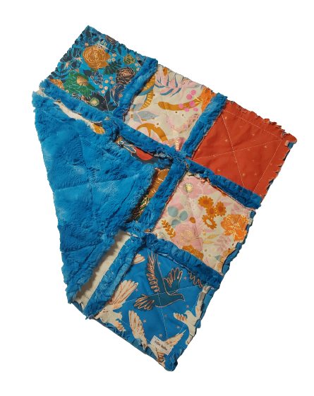 Handmade Quilt, Patchwork Quilt, Lovey Blanket, Bohemian Rag Quilt, Floral Bedding, Baby Girl Quilt, Minky Blanket, Security Blanket