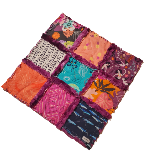 Handmade Patchwork Crib Quilt, Mermaid Quilt, Boho Rag Quilt, Floral, Sirena Mermaid, Baby Quilt, Crib Bedding, Witchy Gift, Nursery Bedding