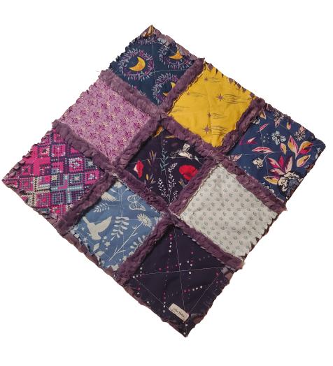 Handmade Quilt, Patchwork Quilt, Unicorn Quilt, Boho Quilt, Floral Quilt, Crib Quilt, Witchy Gifts, Baby Shower Gift, Lovey Blanket, Rag