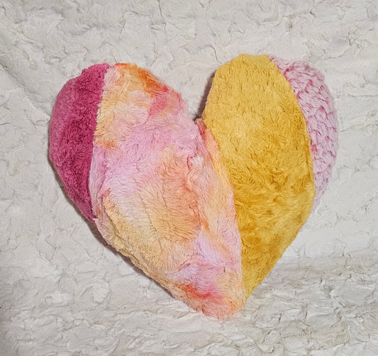Patchwork Pillow, Heart Pillow Plushy, Gift for Girls, Tie Dye Heart Pillow, Boho Valentine Gift, Heart Surgery Pillow,  Heart Cushion