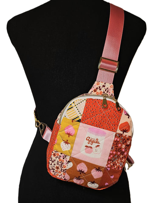 Mini Sling Backpack, Crossbody Backpack, Patchwork Purse, Ruby Star Society, Gift for Girls, Christmas Gift, Strawberry & Friends, Mav Sling