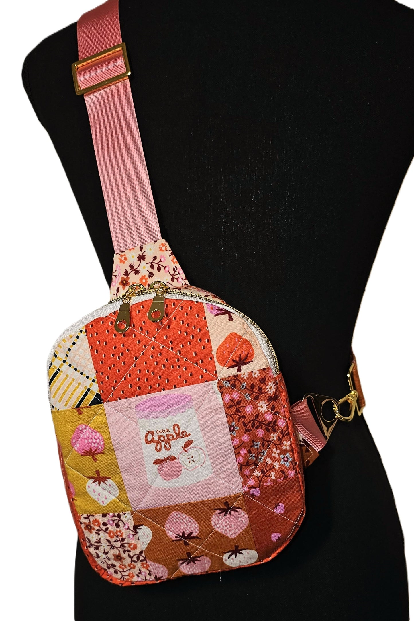 Mini Sling Backpack, Crossbody Backpack, Patchwork Purse, Ruby Star Society, Gift for Girls, Christmas Gift, Strawberry & Friends, Mav Sling