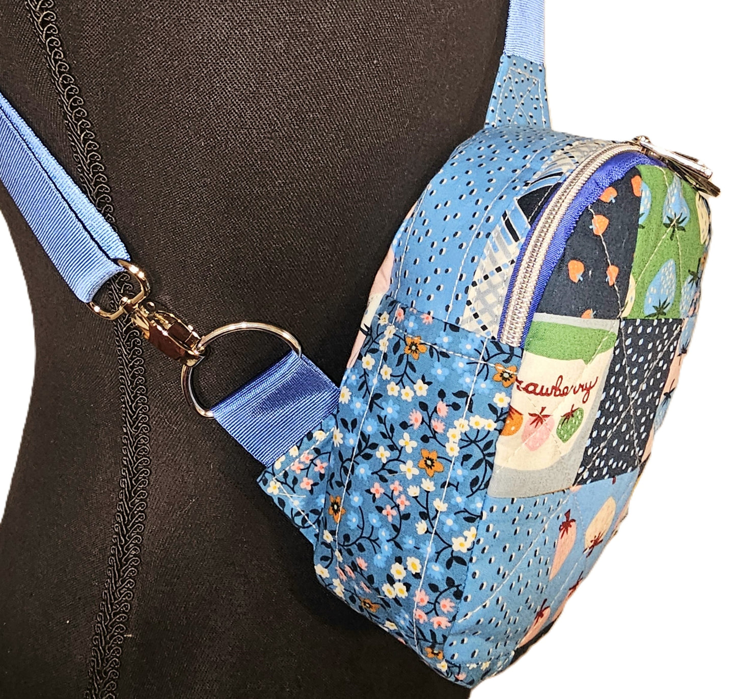 Mini Sling Backpack, Crossbody Backpack, Patchwork Purse, Ruby Star Society, Gift for Girls, Christmas Gift, Strawberry & Friends, Mav Sling