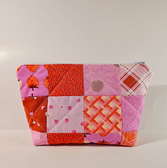 Patchwork Zippered Pouch, Cosmetic Bag, Toiletry Bag, Gifts for Her, Unique Gift, Ruby Star Society, Handmade Quilted Pouch, Christmas Gift