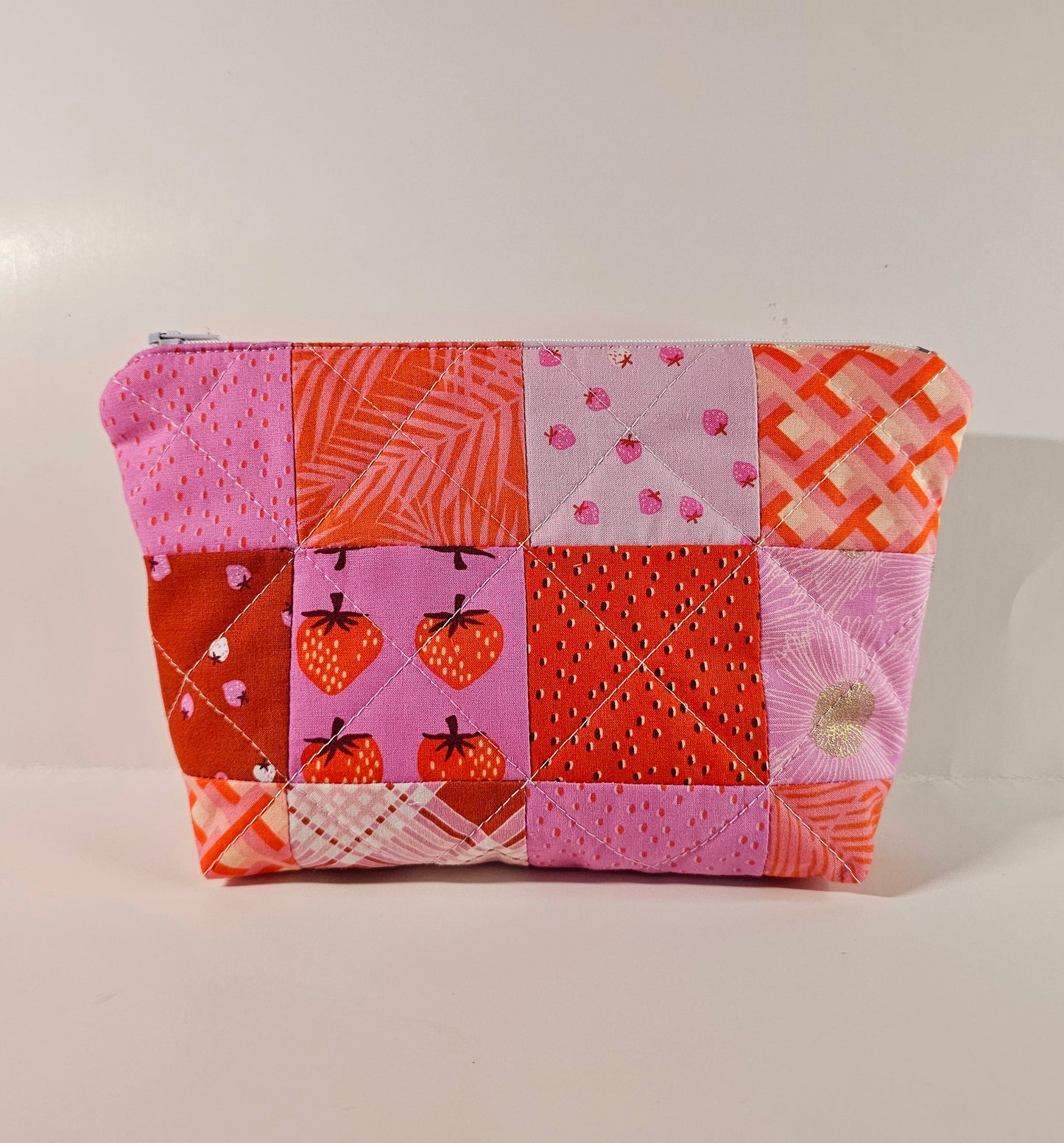 Patchwork Zippered Pouch, Cosmetic Bag, Toiletry Bag, Gifts for Her, Unique Gift, Ruby Star Society, Handmade Quilted Pouch, Christmas Gift
