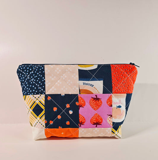 Patchwork Zippered Pouch, Cosmetic Bag, Toiletry Bag, Gifts for Her, Unique Gift, Ruby Star Society, Handmade Quilted Pouch, Christmas Gift