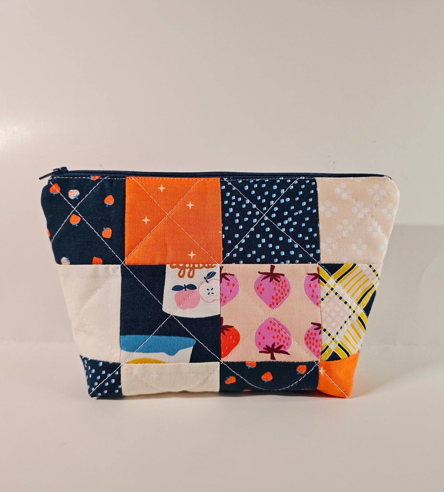 Patchwork Zippered Pouch, Cosmetic Bag, Toiletry Bag, Gifts for Her, Unique Gift, Ruby Star Society, Handmade Quilted Pouch, Christmas Gift