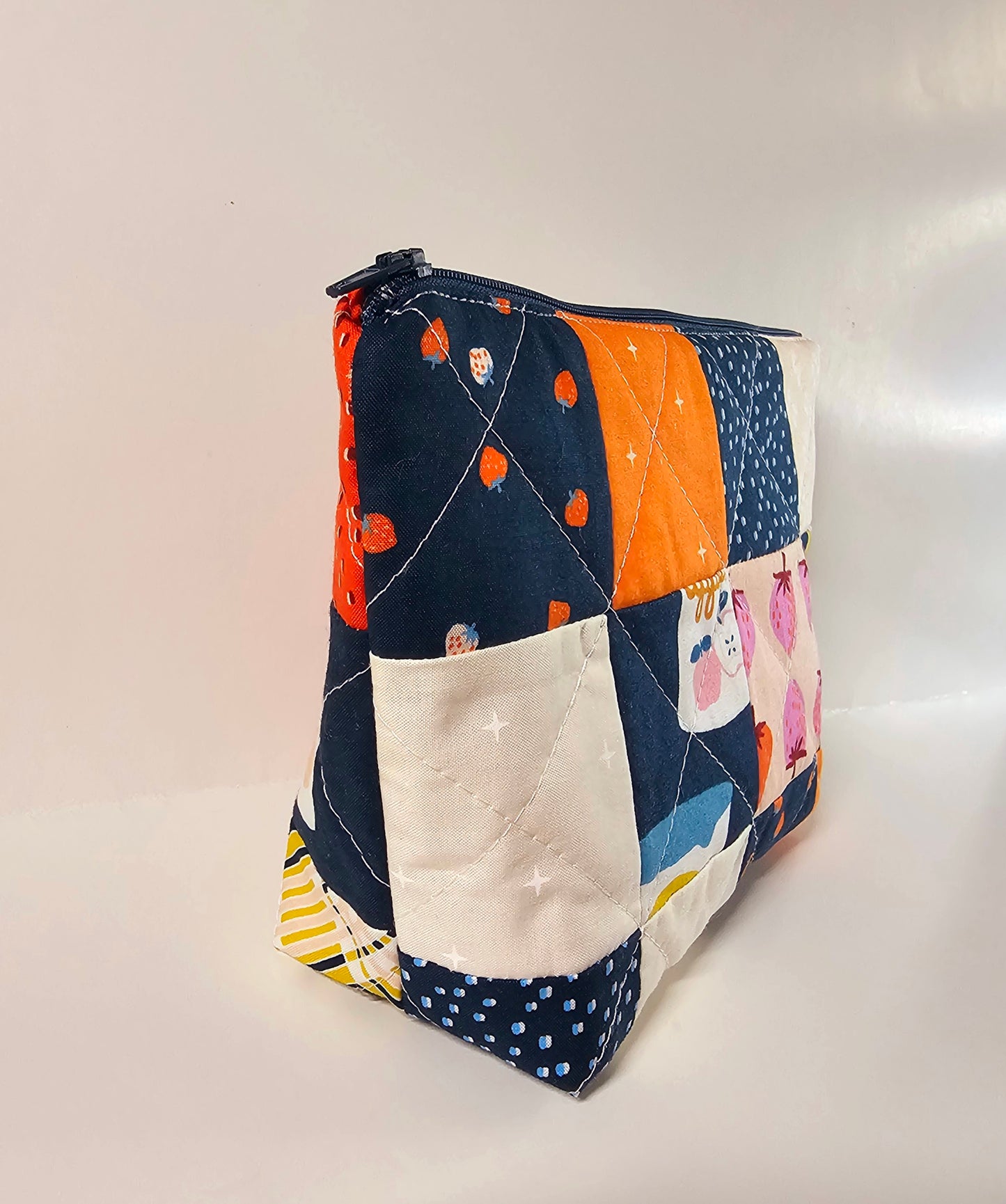 Patchwork Zippered Pouch, Cosmetic Bag, Toiletry Bag, Gifts for Her, Unique Gift, Ruby Star Society, Handmade Quilted Pouch, Christmas Gift