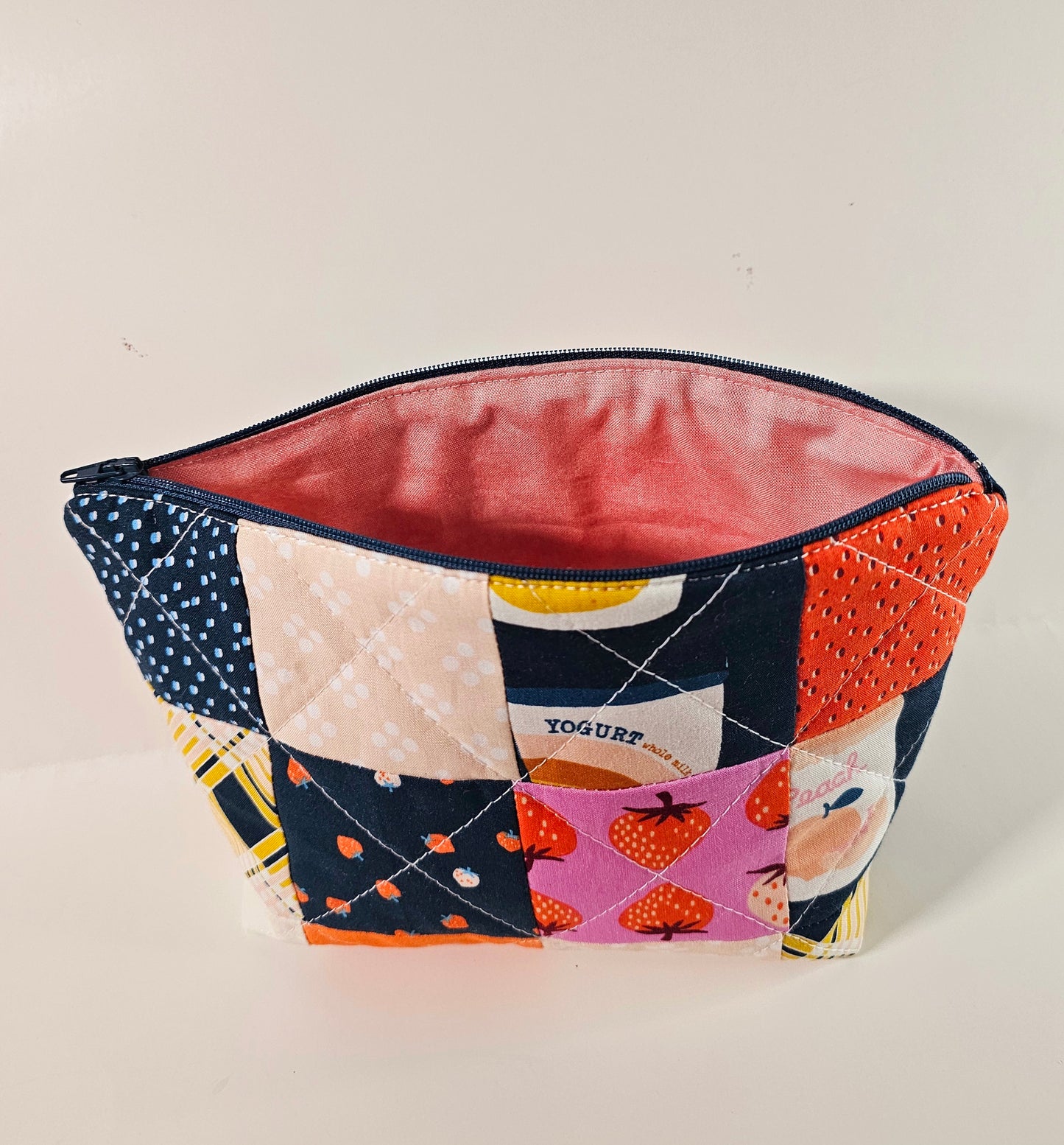 Patchwork Zippered Pouch, Cosmetic Bag, Toiletry Bag, Gifts for Her, Unique Gift, Ruby Star Society, Handmade Quilted Pouch, Christmas Gift