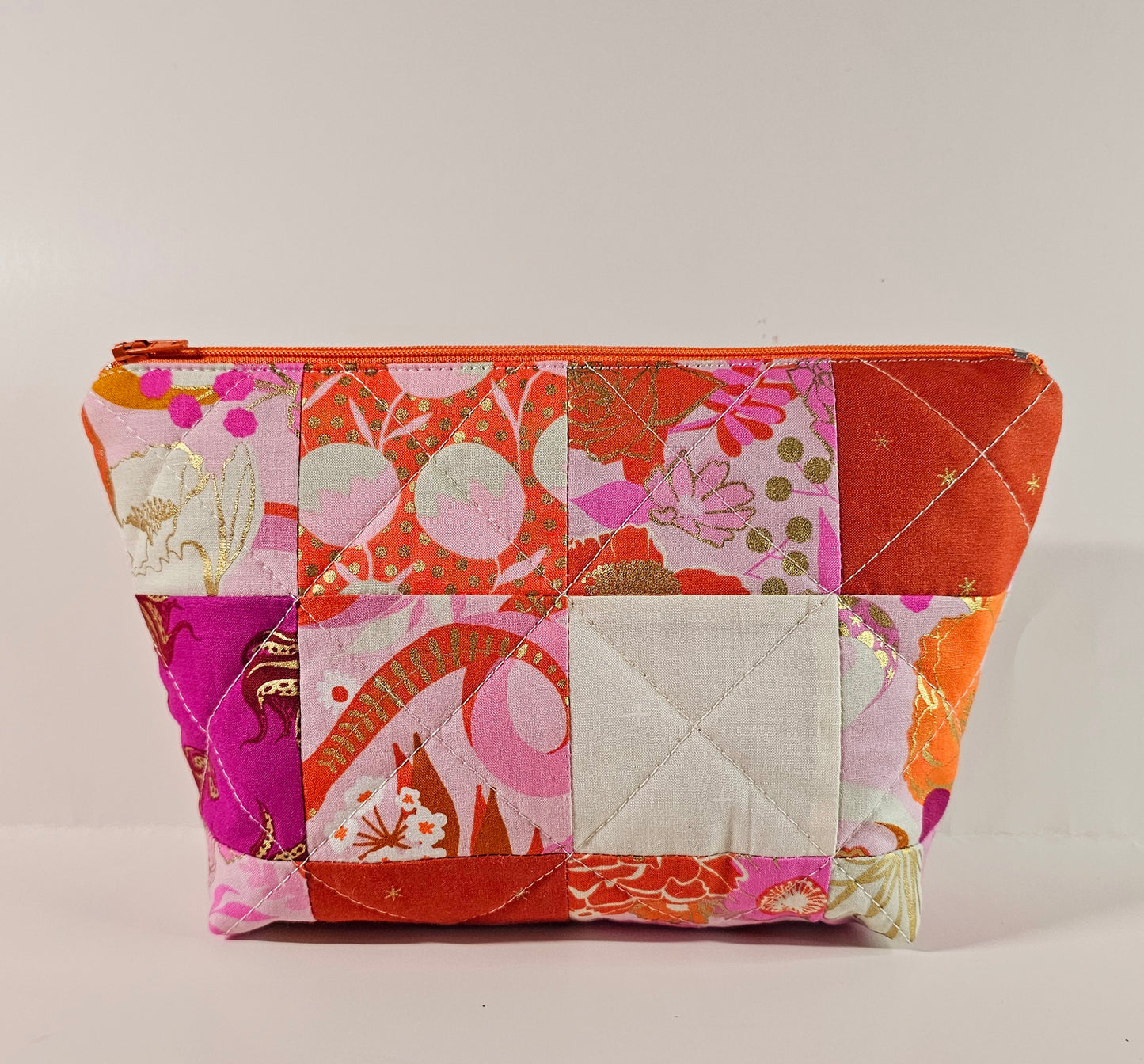 Patchwork Zippered Pouch, Cosmetic Bag, Toiletry Bag, Gifts for Her, Unique Gift, Ruby Star Society, Handmade Quilted Pouch, Christmas Gift