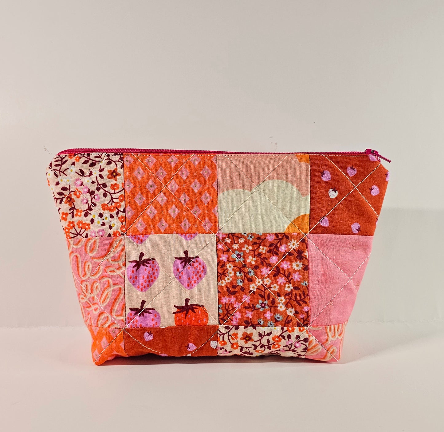 Patchwork Zippered Pouch, Cosmetic Bag, Toiletry Bag, Gifts for Her, Unique Gift, Ruby Star Society, Handmade Quilted Pouch, Christmas Gift