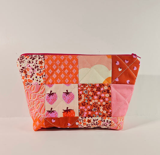Patchwork Zippered Pouch, Cosmetic Bag, Toiletry Bag, Gifts for Her, Unique Gift, Ruby Star Society, Handmade Quilted Pouch, Christmas Gift