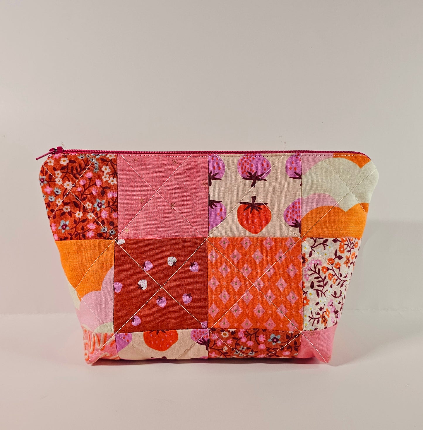 Patchwork Zippered Pouch, Cosmetic Bag, Toiletry Bag, Gifts for Her, Unique Gift, Ruby Star Society, Handmade Quilted Pouch, Christmas Gift
